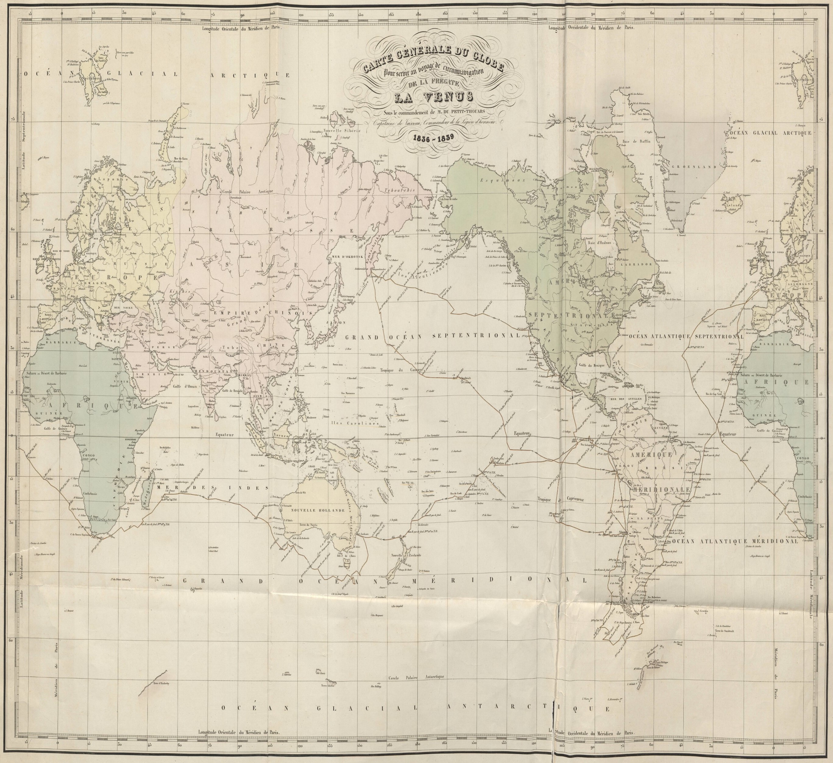 Carte générale du globe pour servir au voyage de circumnavigation de la frégate la Vénus